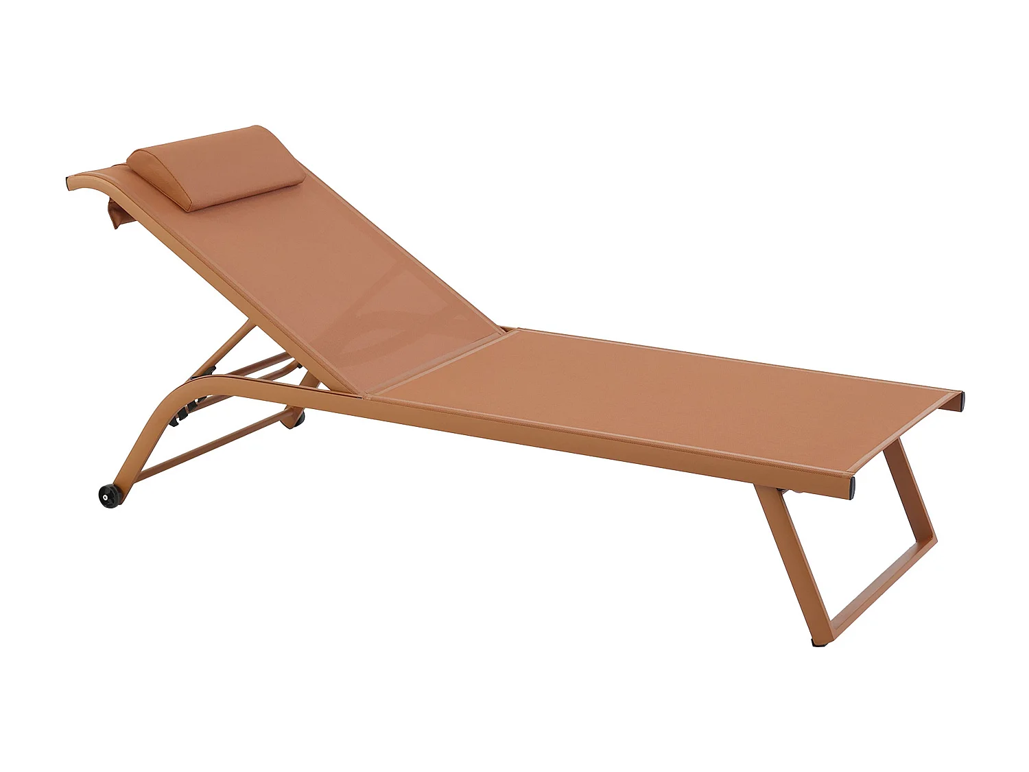 Lot de 2 bains de soleil inclinable avec roues terracotta - Olmeta