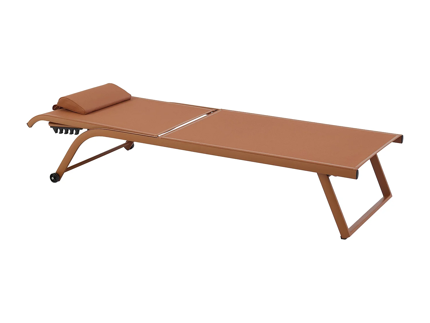 Lot de 2 bains de soleil inclinable avec roues terracotta - Olmeta