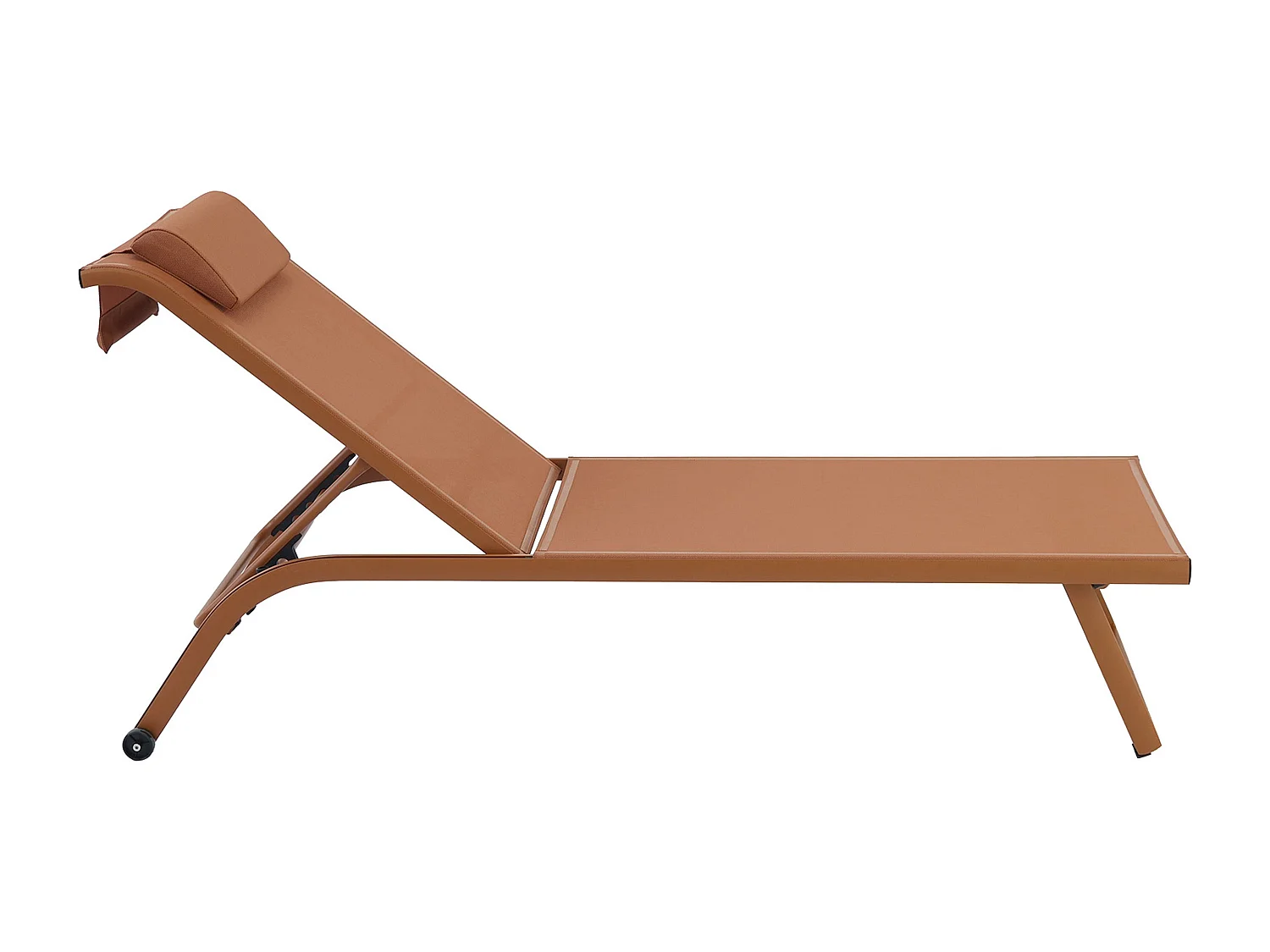 Lot de 2 bains de soleil inclinable avec roues terracotta - Olmeta