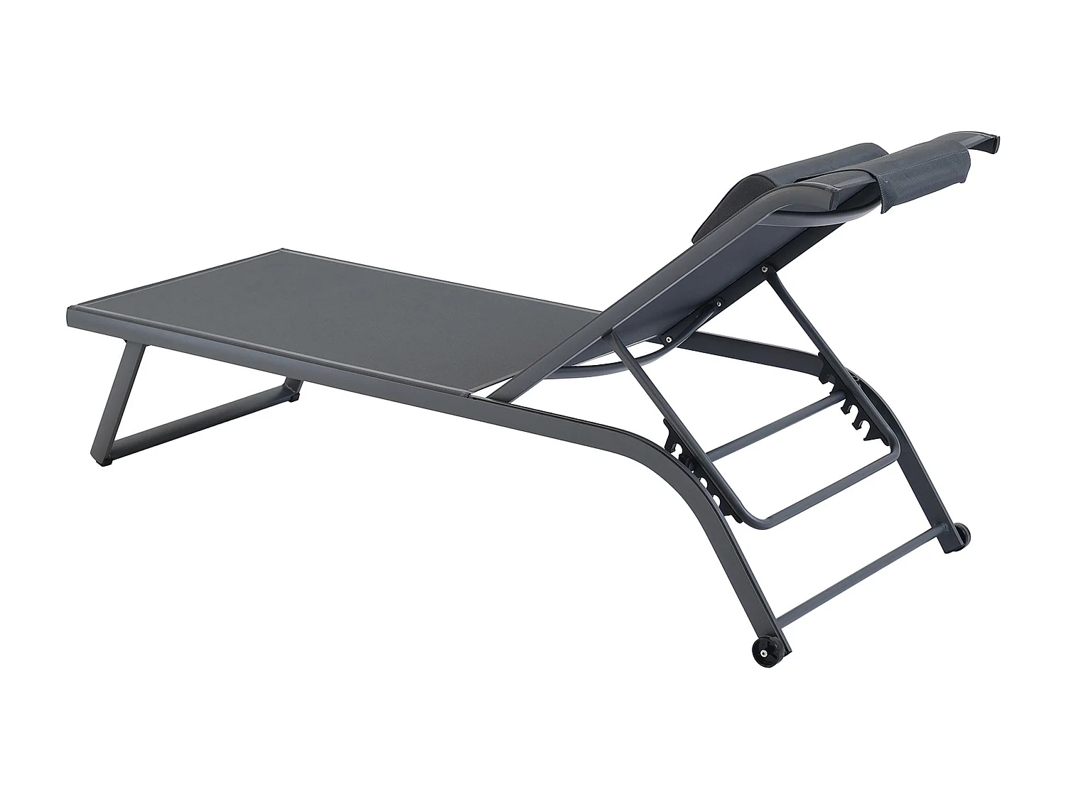 Lot de 2 bains de soleil inclinable avec roues gris - Olmeta