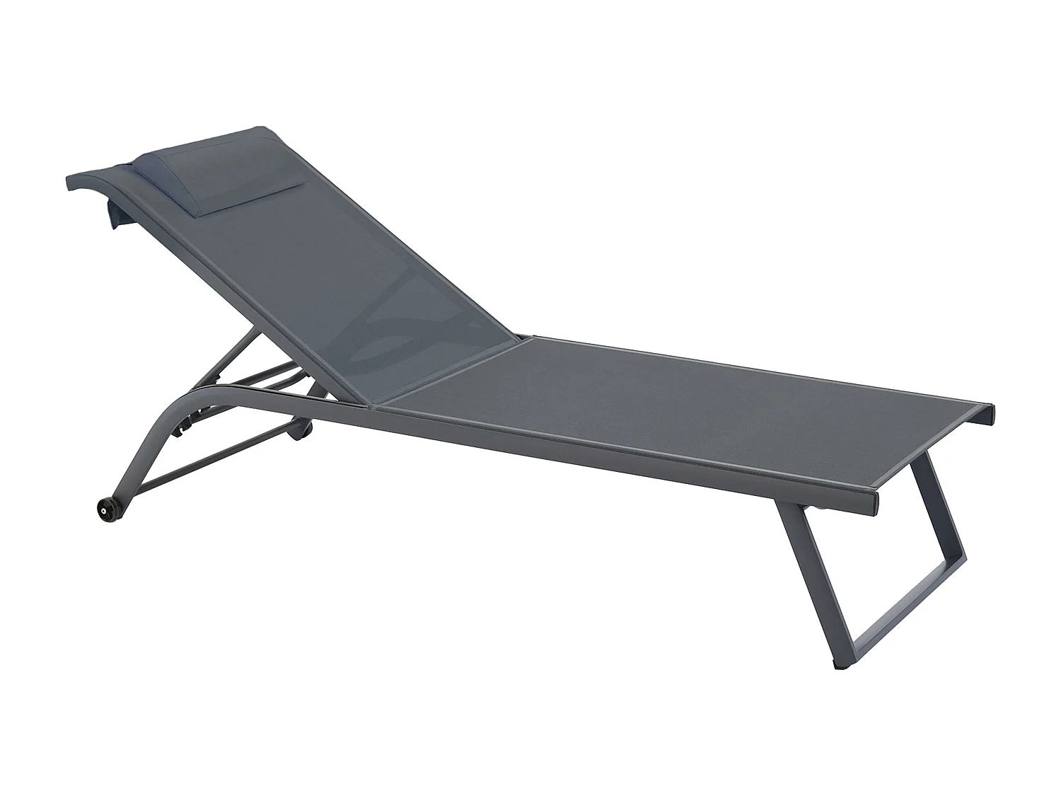 Lot de 2 bains de soleil inclinable avec roues gris - Olmeta