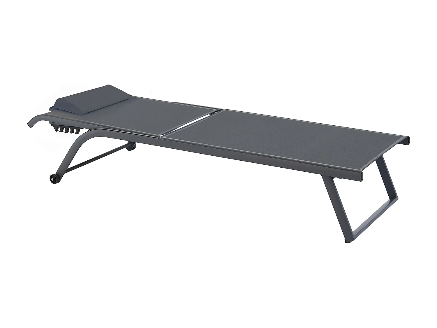 Lot de 2 bains de soleil inclinable avec roues gris - Olmeta