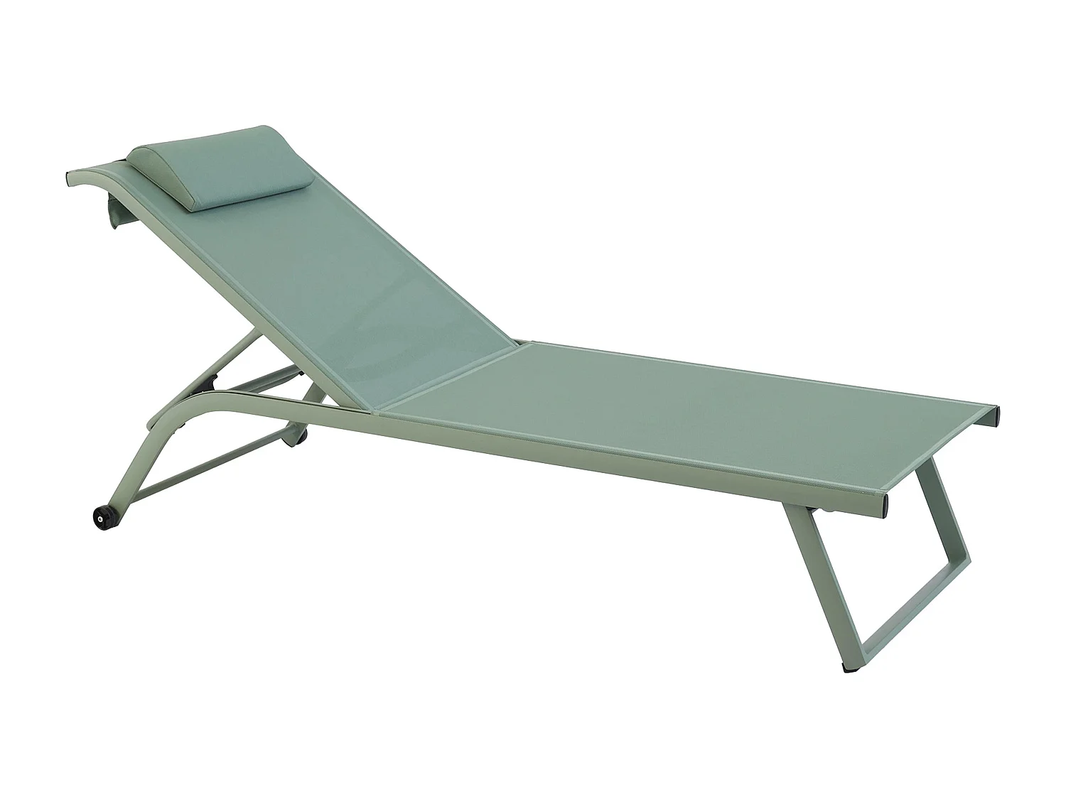 Lot de 2 bains de soleil inclinable avec roues vert cactus - Olmeta