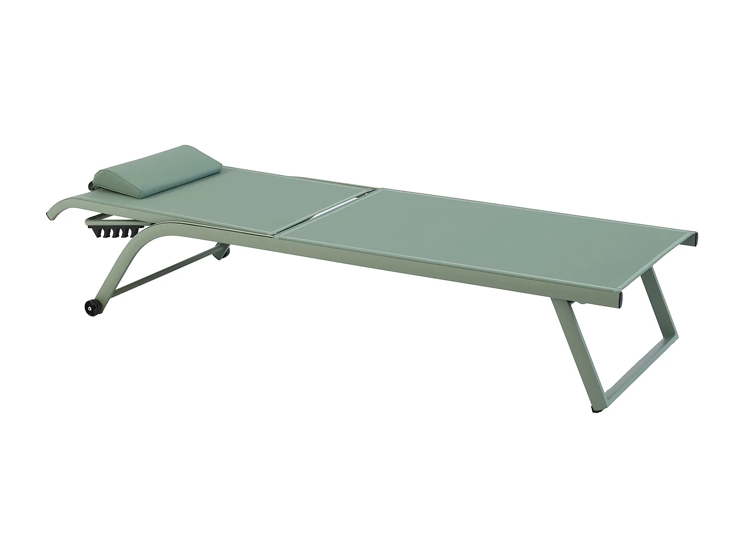 Lot de 2 bains de soleil inclinable avec roues vert cactus - Olmeta