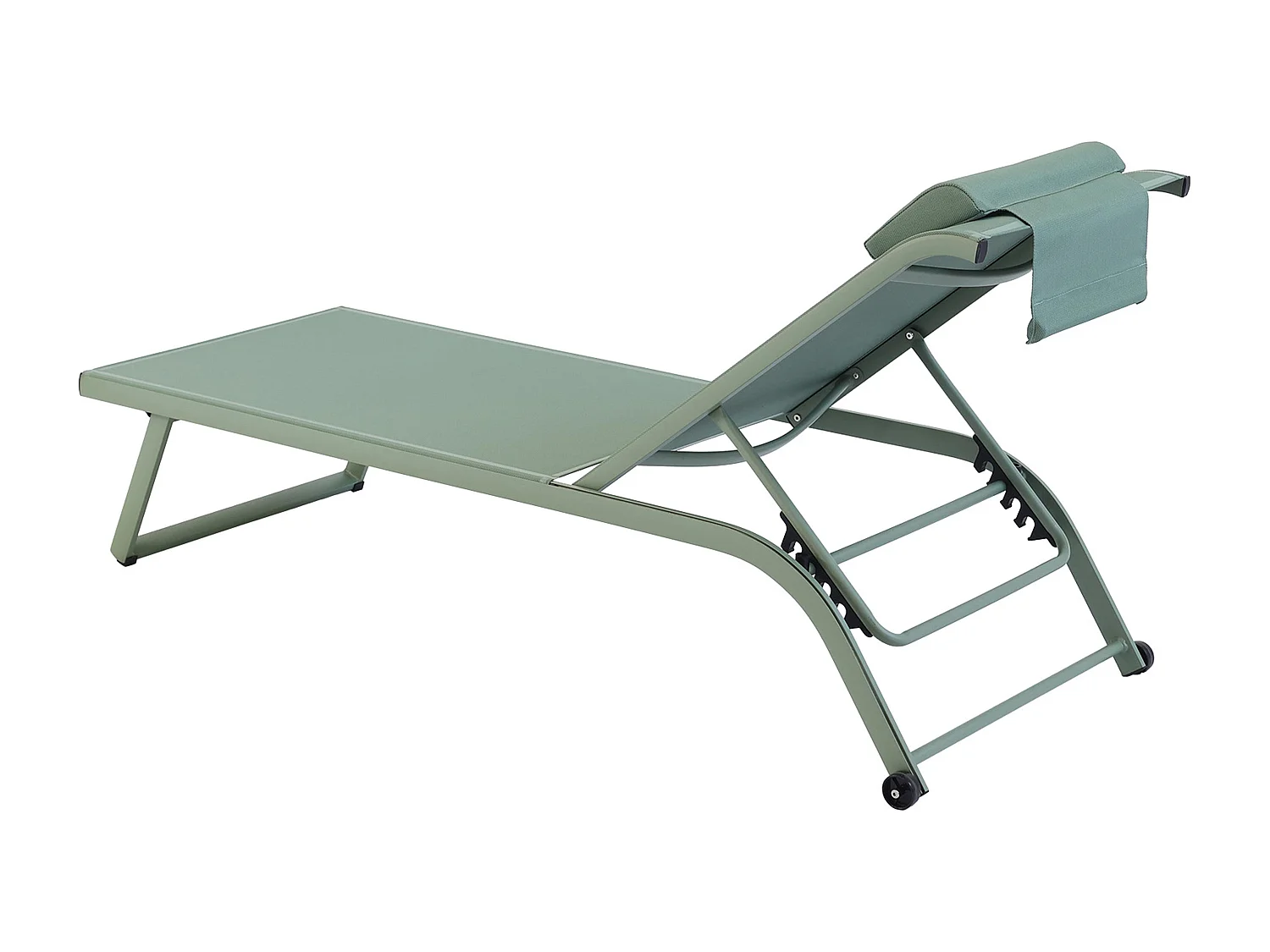 Lot de 2 bains de soleil inclinable avec roues vert cactus - Olmeta