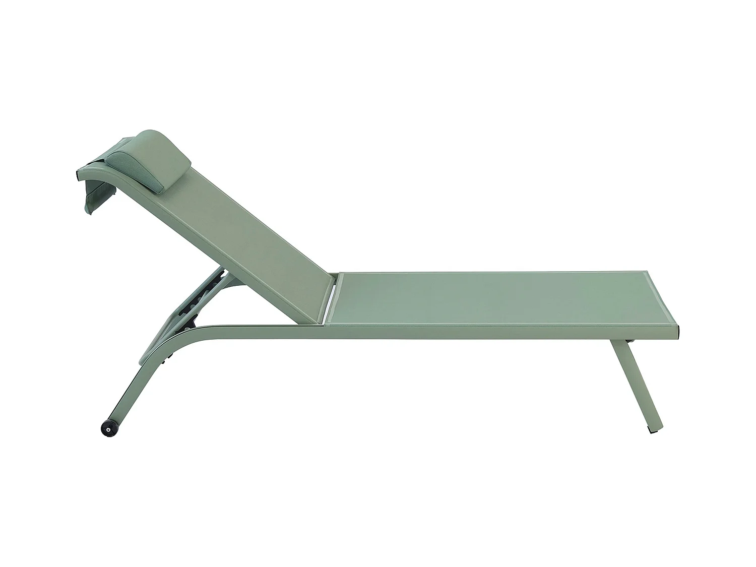 Lot de 2 bains de soleil inclinable avec roues vert cactus - Olmeta