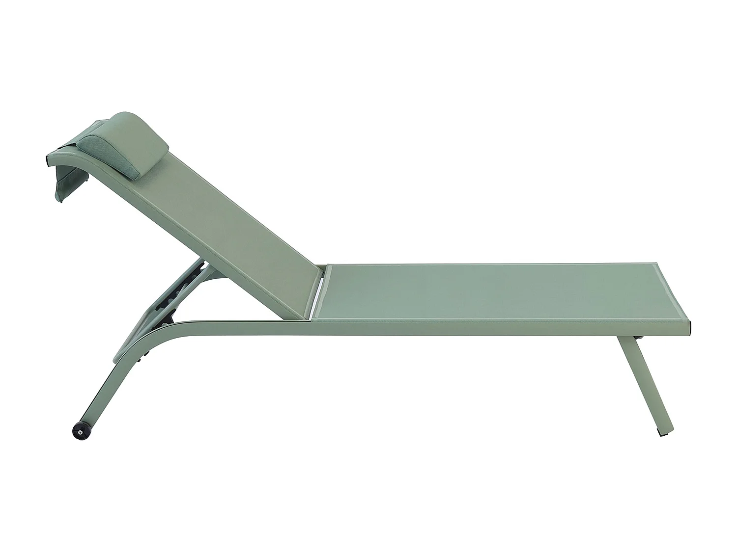 Lot de 2 bains de soleil inclinable avec roues vert cactus - Olmeta