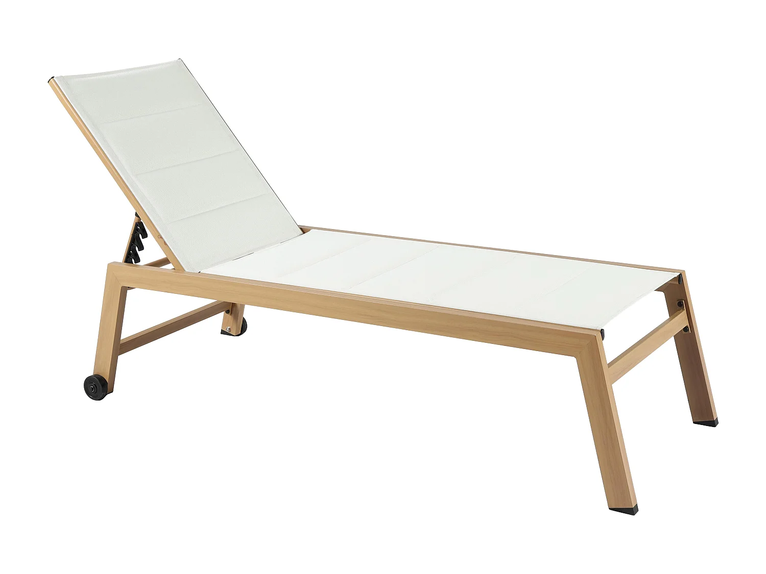 Lot de 2 bains de soleil effet bois inclinable avec roues blanc - Futuna