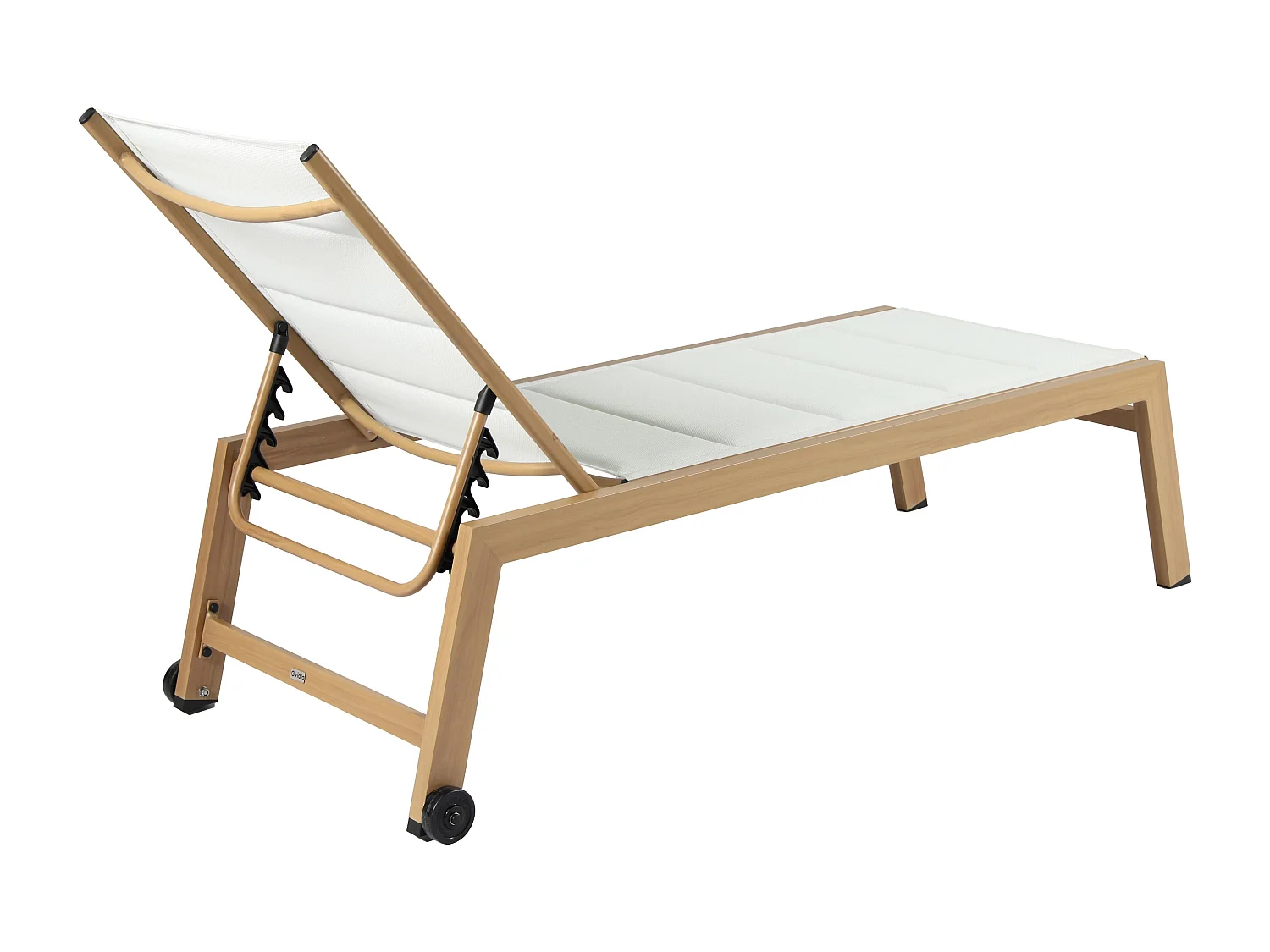 Lot de 2 bains de soleil effet bois inclinable avec roues blanc - Futuna