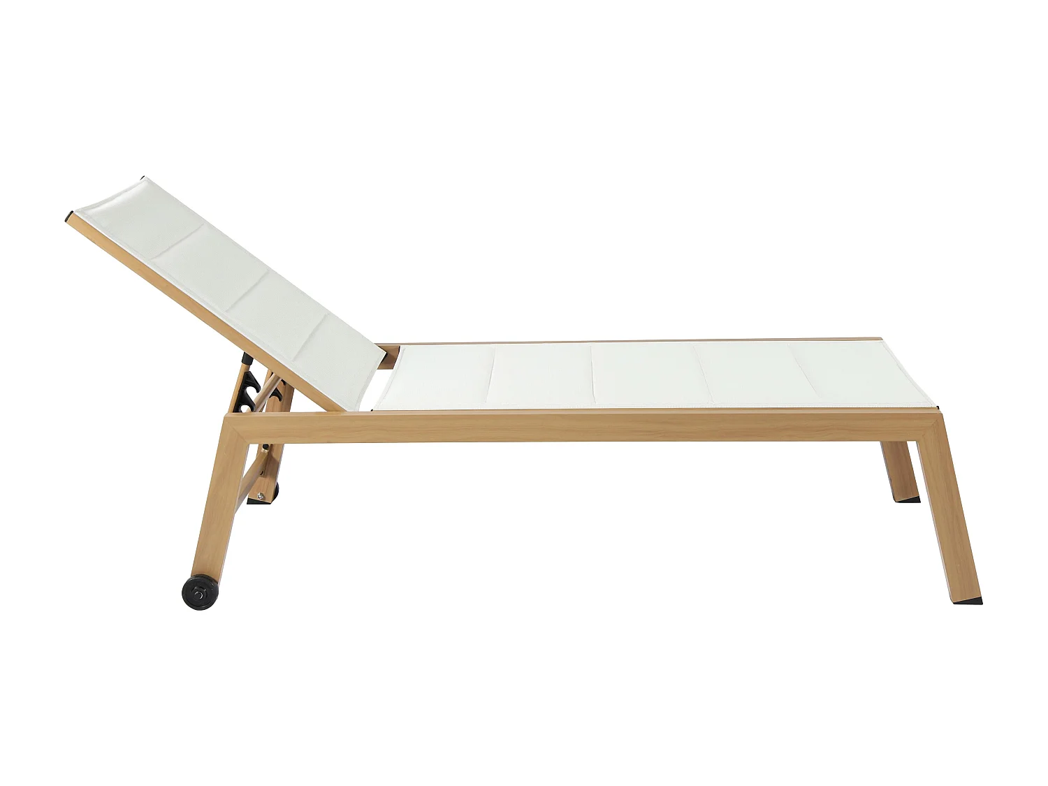 Lot de 2 bains de soleil effet bois inclinable avec roues blanc - Futuna