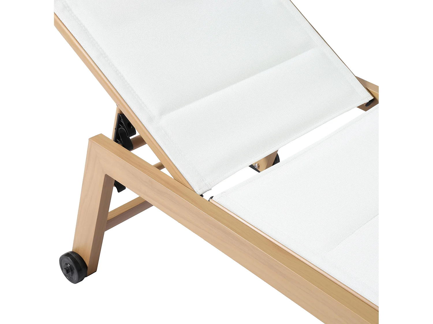 Lot de 2 bains de soleil effet bois inclinable avec roues blanc - Futuna