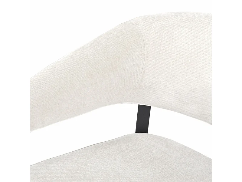 Lot de 2 chaises accoudoirs en tissu écru et structure métal - HELGA
