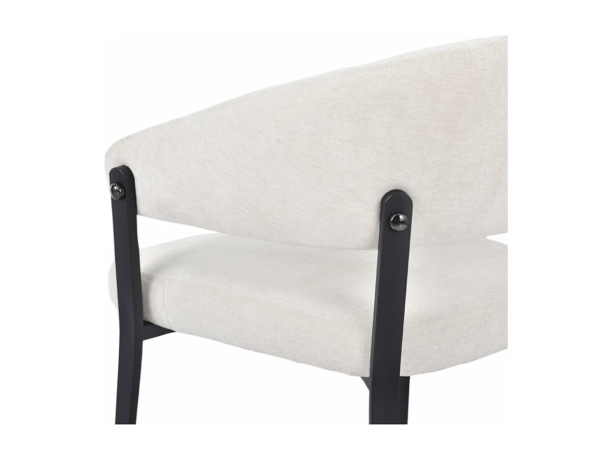 Lot de 2 chaises accoudoirs en tissu écru et structure métal - HELGA