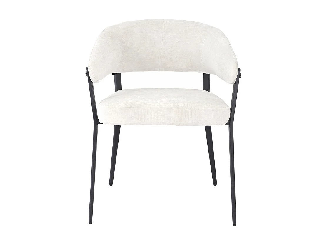 Lot de 2 chaises accoudoirs en tissu écru et structure métal - HELGA