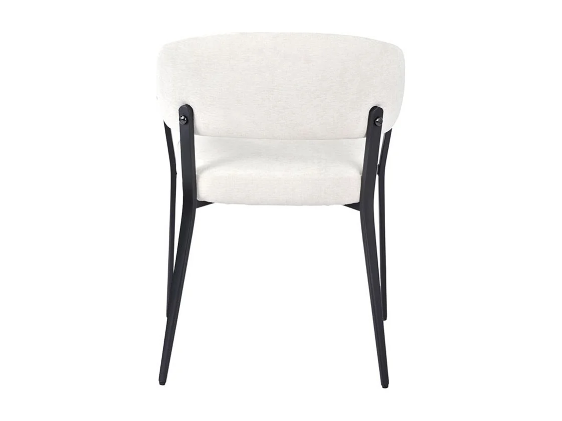 Lot de 2 chaises accoudoirs en tissu écru et structure métal - HELGA