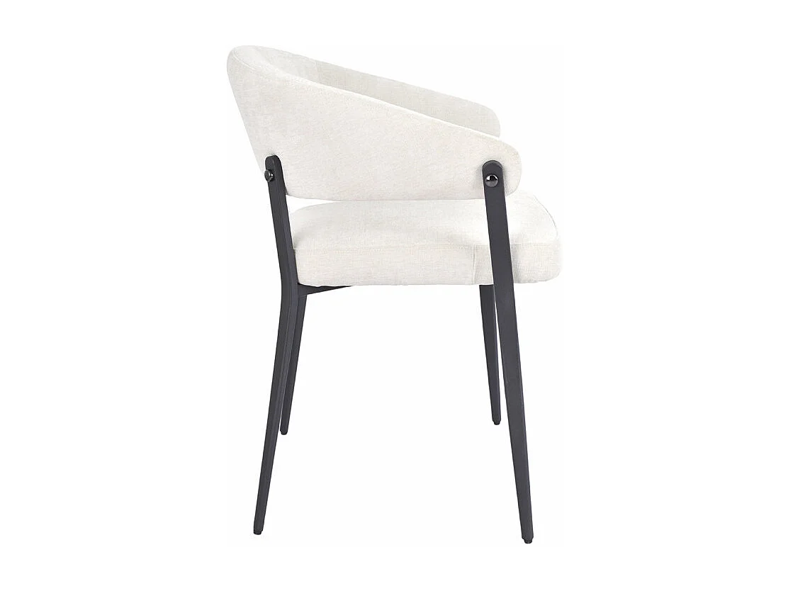 Lot de 2 chaises accoudoirs en tissu écru et structure métal - HELGA