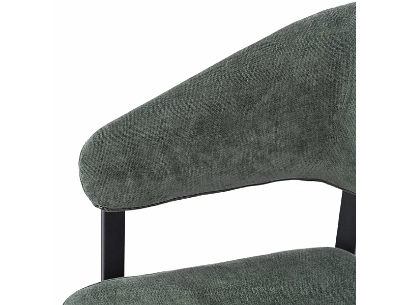 Lot de 2 chaises accoudoirs en tissu vert et structure métal - HELGA