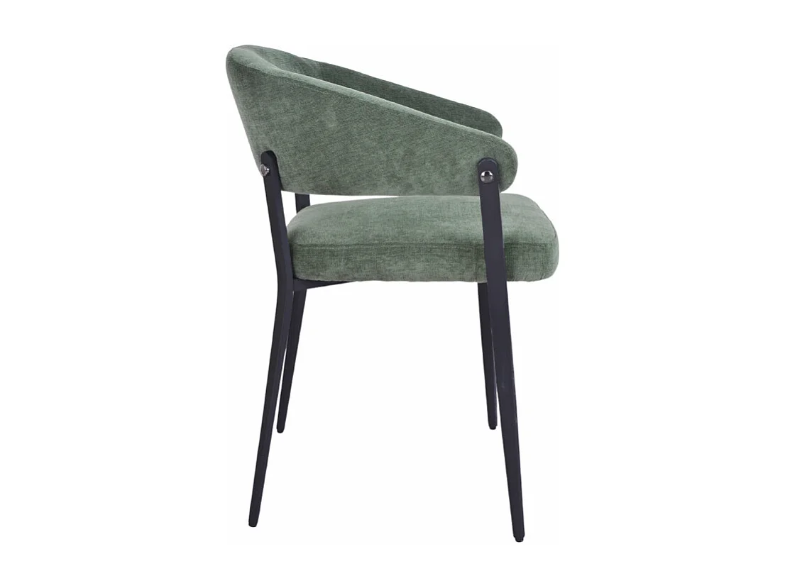 Lot de 2 chaises accoudoirs en tissu vert et structure métal - HELGA