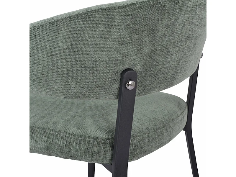 Lot de 2 chaises accoudoirs en tissu vert et structure métal - HELGA