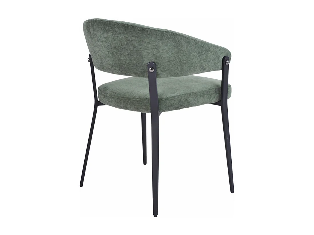 Lot de 2 chaises accoudoirs en tissu vert et structure métal - HELGA