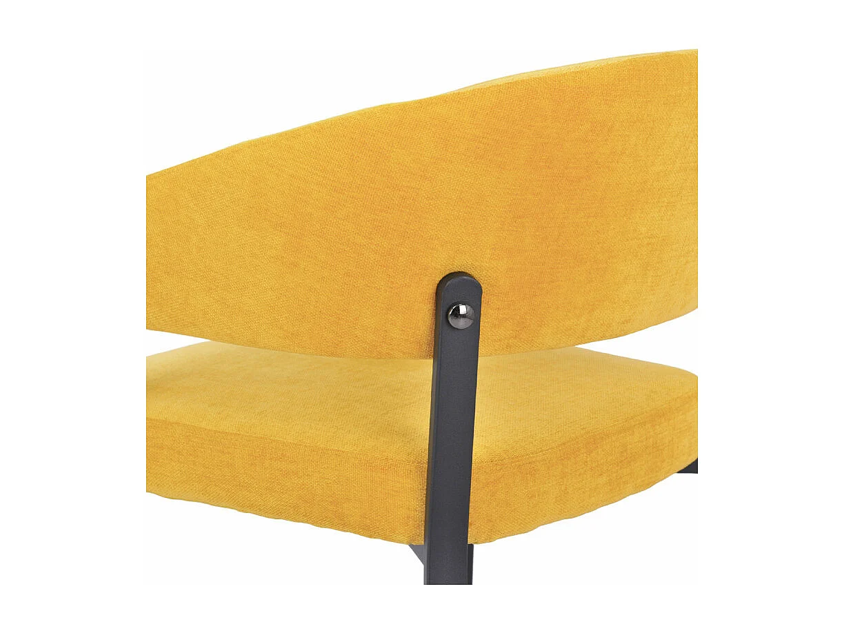 Lot de 2 chaises accoudoirs en tissu jaune et structure métal - HELGA