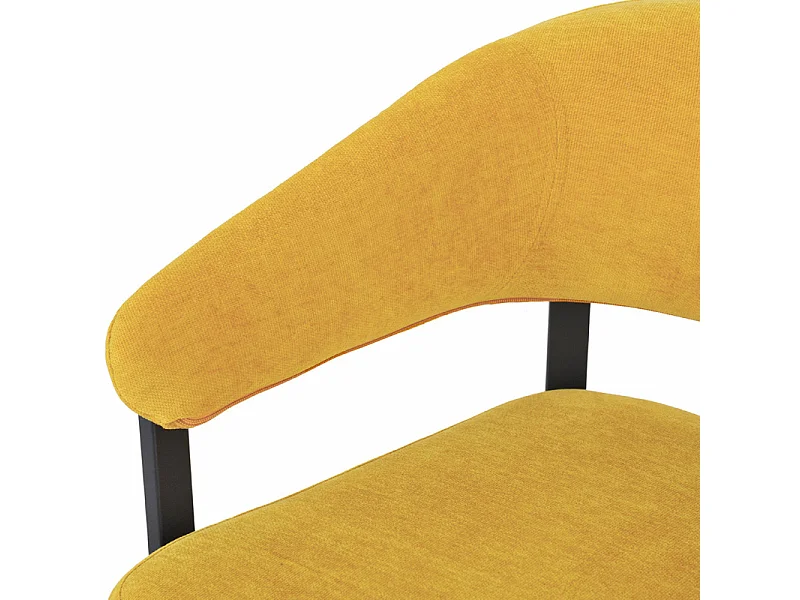 Lot de 2 chaises accoudoirs en tissu jaune et structure métal - HELGA