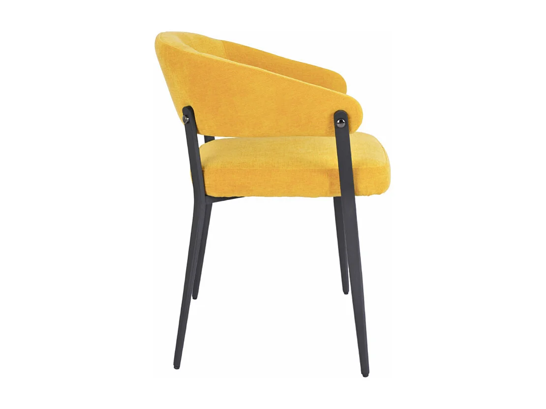 Lot de 2 chaises accoudoirs en tissu jaune et structure métal - HELGA