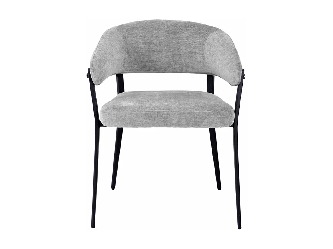 Lot de 2 chaises accoudoirs en tissu gris et structure métal - HELGA