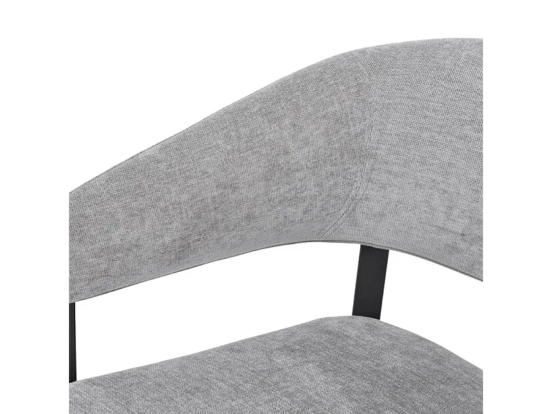 Lot de 2 chaises accoudoirs en tissu gris et structure métal - HELGA