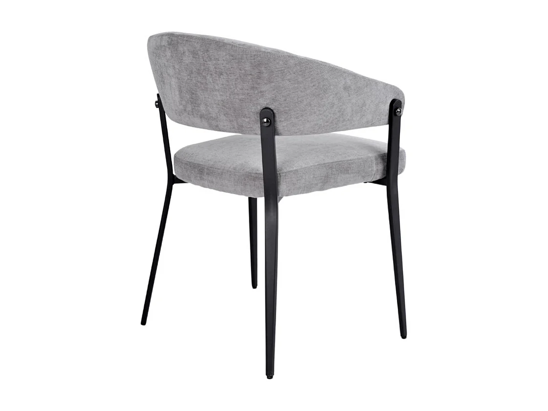 Lot de 2 chaises accoudoirs en tissu gris et structure métal - HELGA