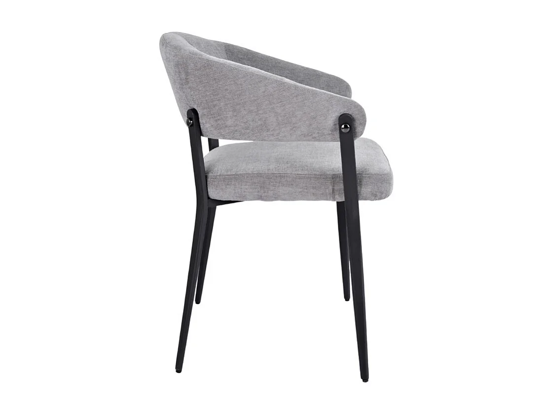 Lot de 2 chaises accoudoirs en tissu gris et structure métal - HELGA
