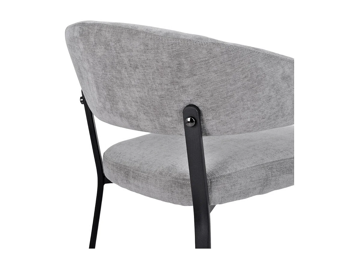 Lot de 2 chaises accoudoirs en tissu gris et structure métal - HELGA