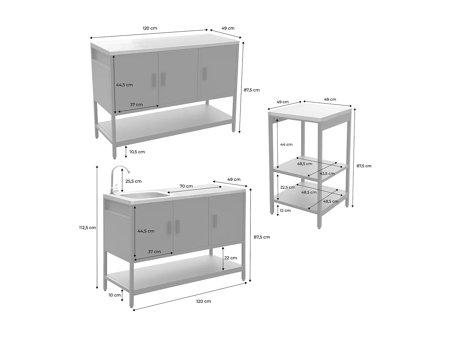 Cucina esterna acciaio inossidabile con barbecue a carbone, 6 moduli,