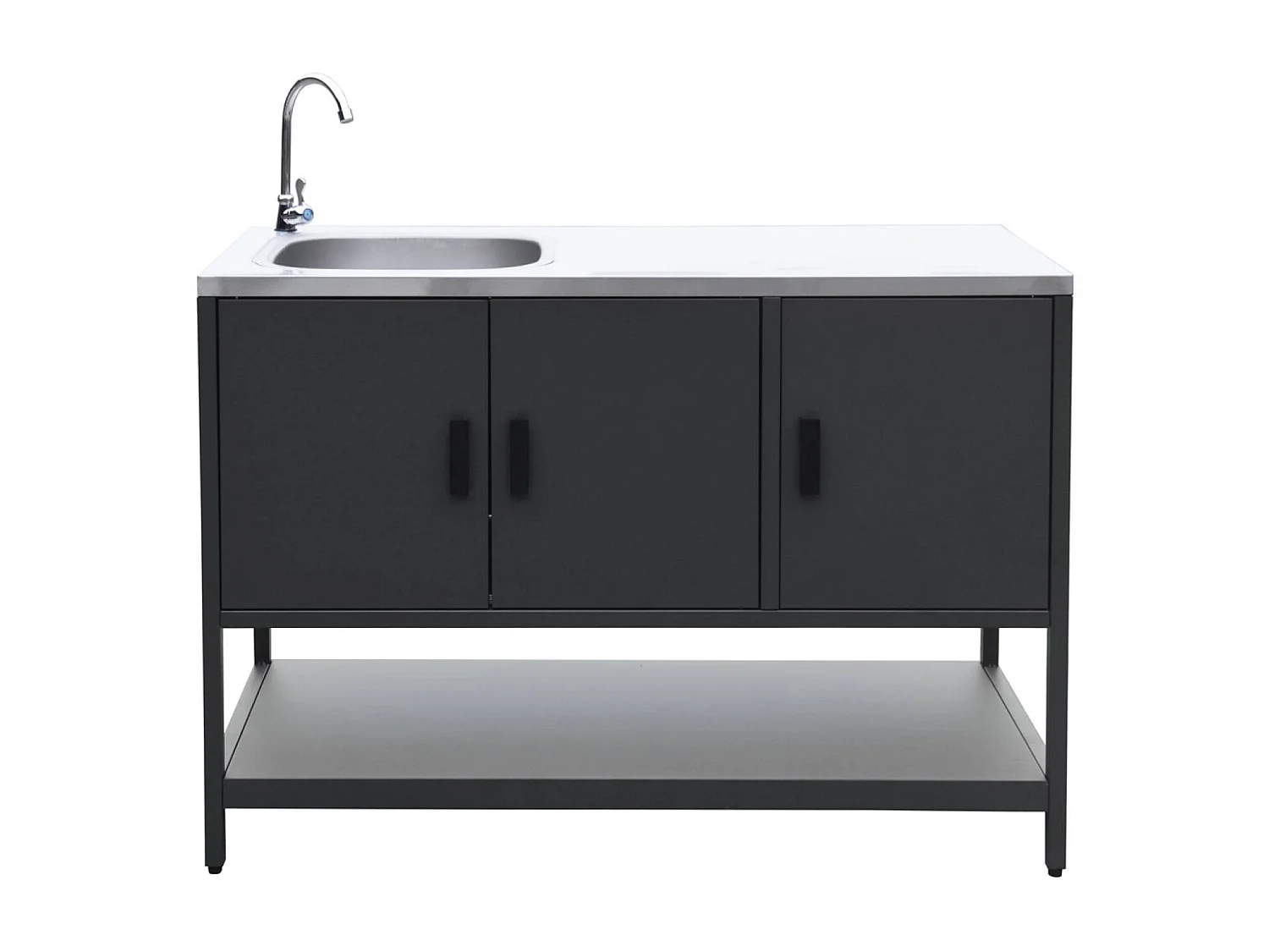 Cucina da esterno 3 moduli con barbecue a gas 3 bruciatori su piedi,