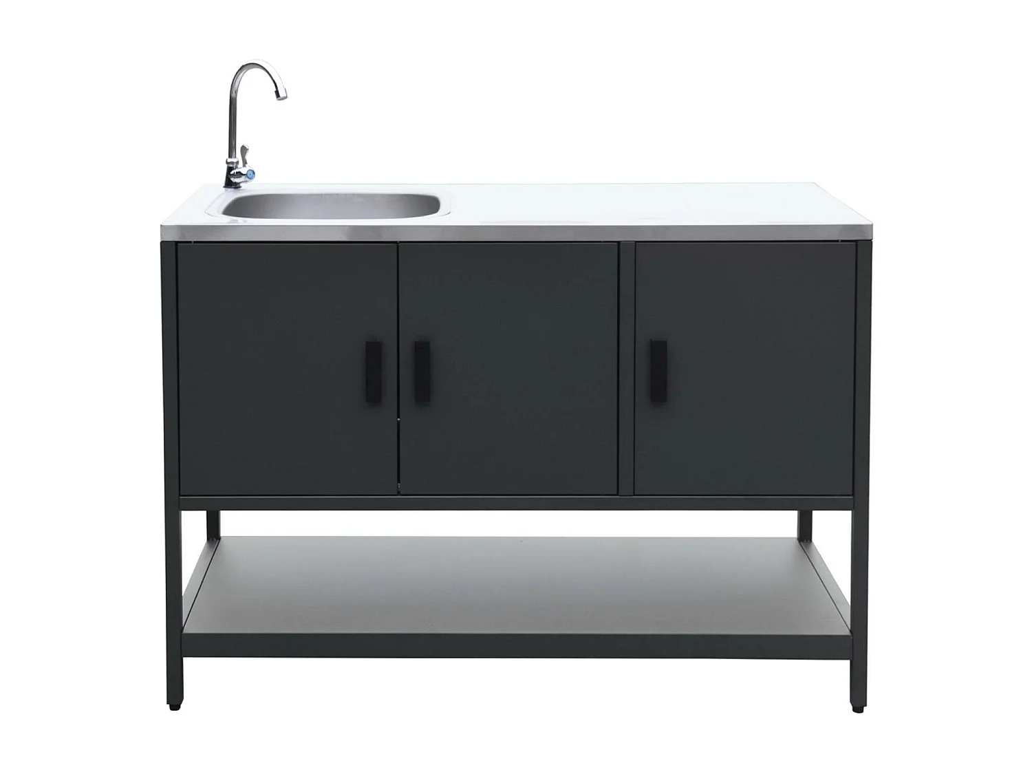 Cucina esterna acciaio inossidabile con barbecue a carbone, 3 moduli,