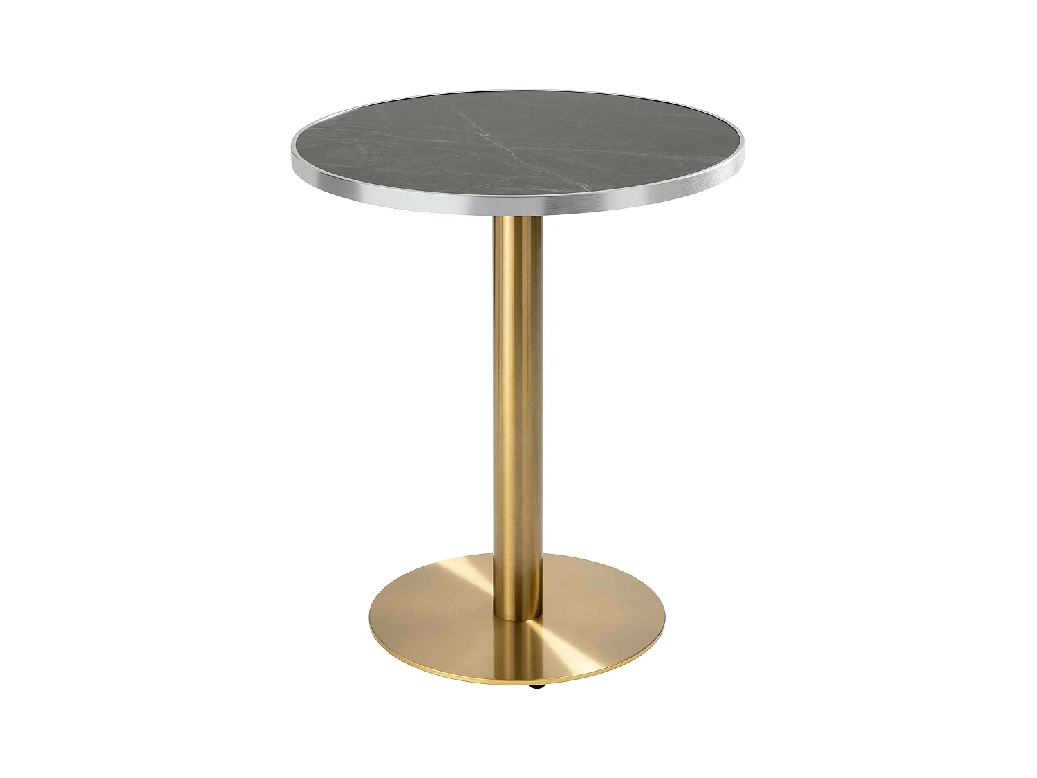 Table à manger ronde 60 cm plateau marbre noir/argent et pied doré