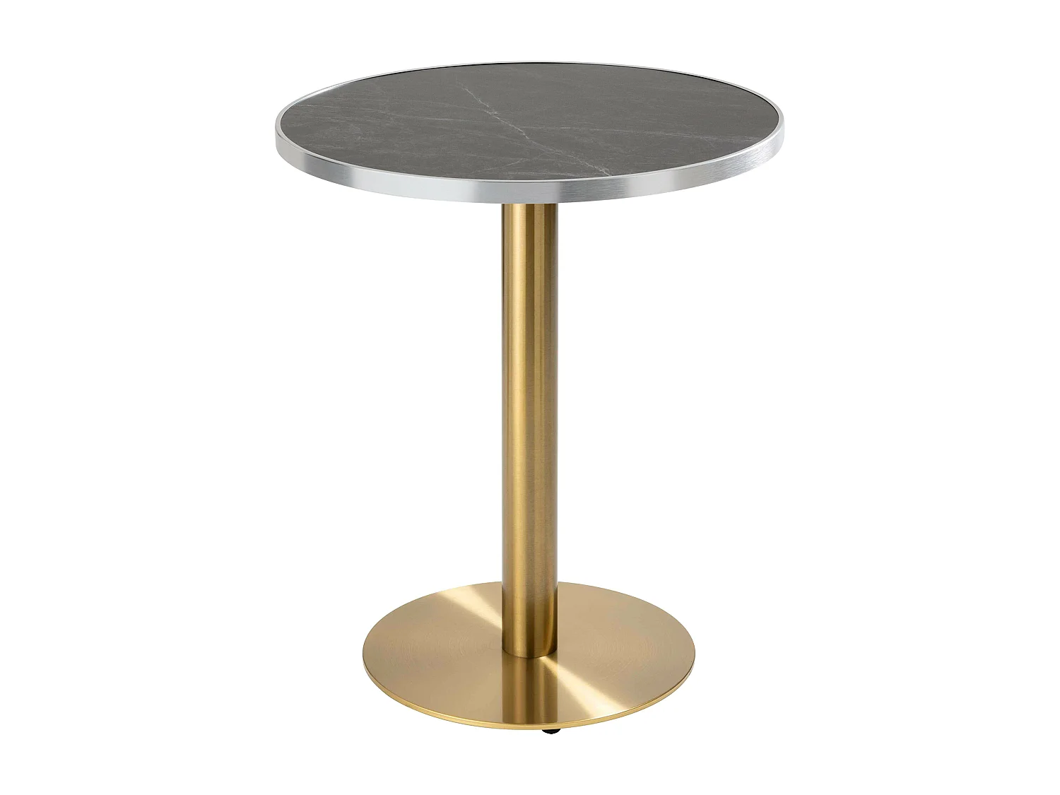 Table à manger ronde 60 cm plateau marbre noir/argent et pied doré