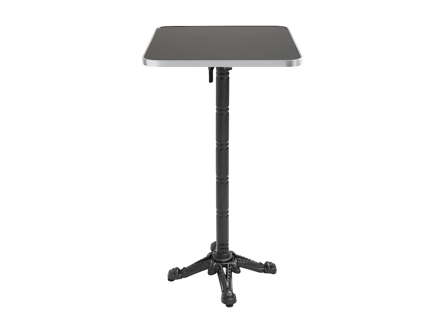 Table haute 60 cm inclinable plateau noir/argent et pied noir