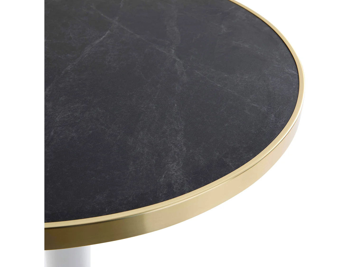 Table à manger ronde 60 cm plateau marbre noir/doré et pied doré