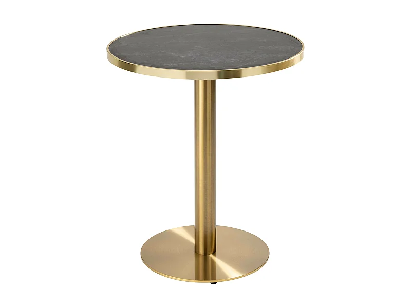 Ronde eettafel van 60cm met zwart/gouden marmeren blad en gouden poten