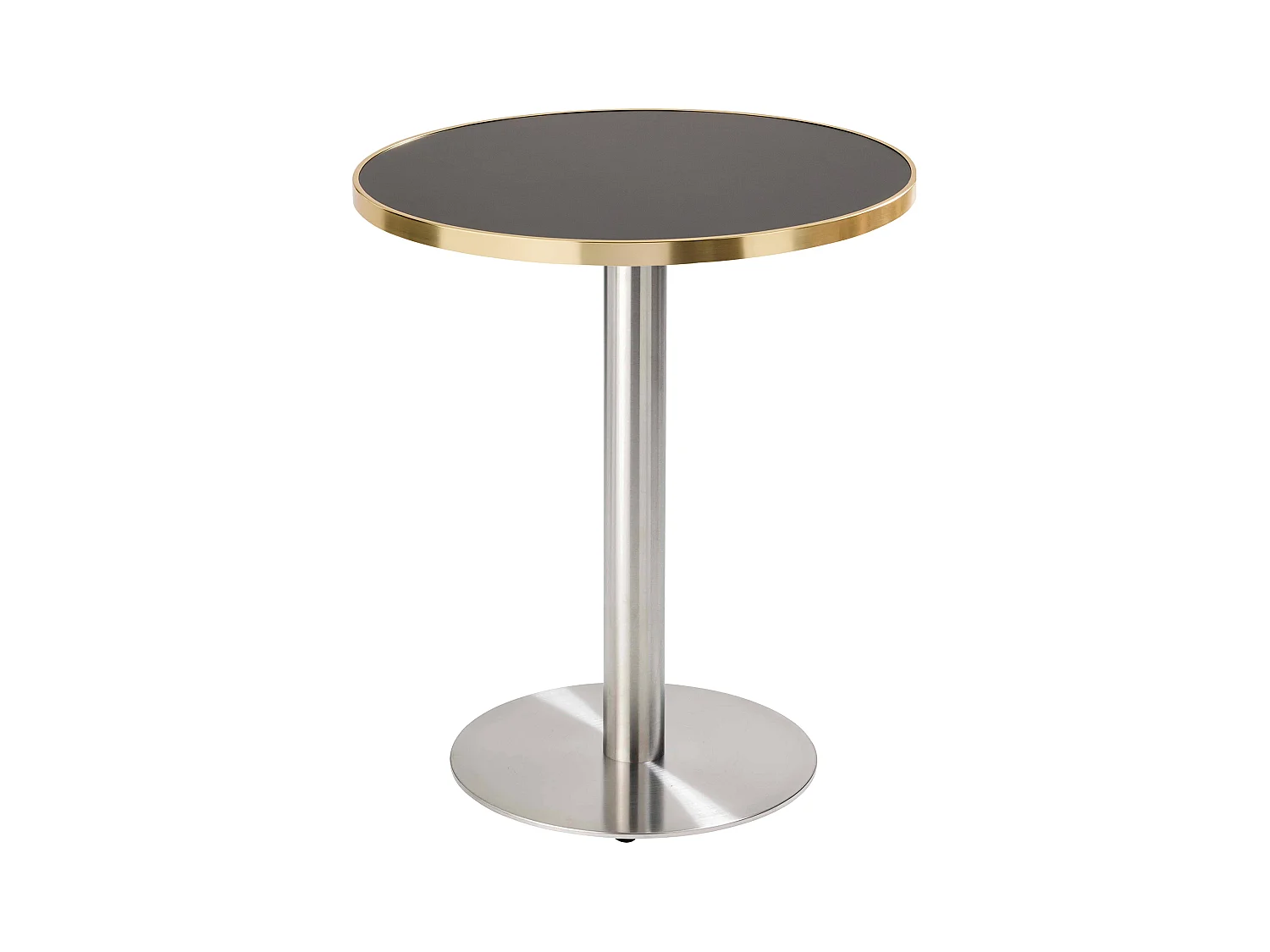 Table à manger ronde 60 cm plateau noir/doré et pied argenté