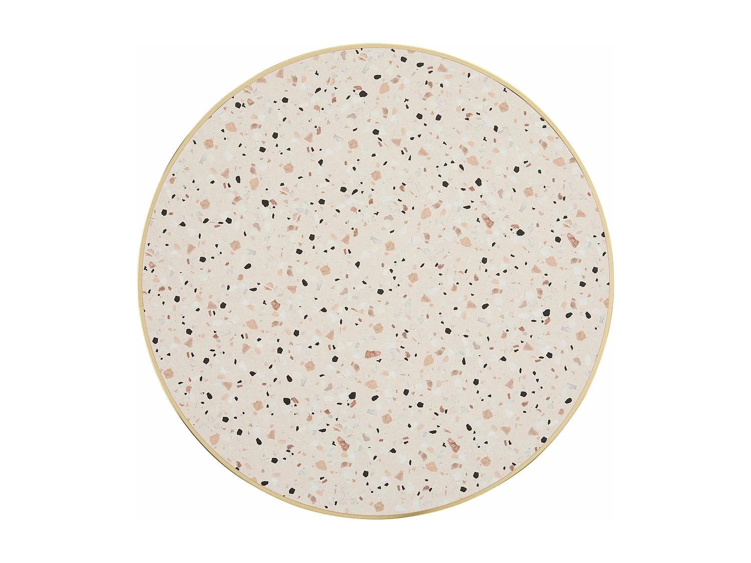Table à manger ronde 60 cm plateau terrazzo/doré et pied argenté