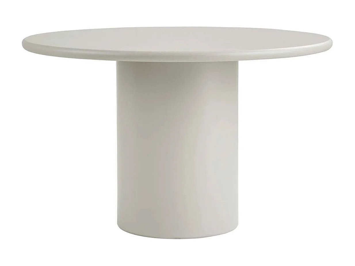 NAVALIA - Table repas ronde pied central en MDF laqué sable