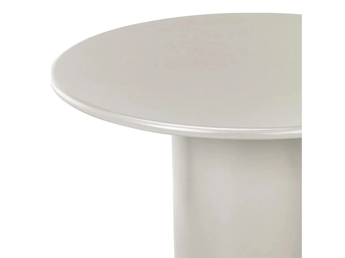 NAVALIA - Table repas ronde pied central en MDF laqué sable