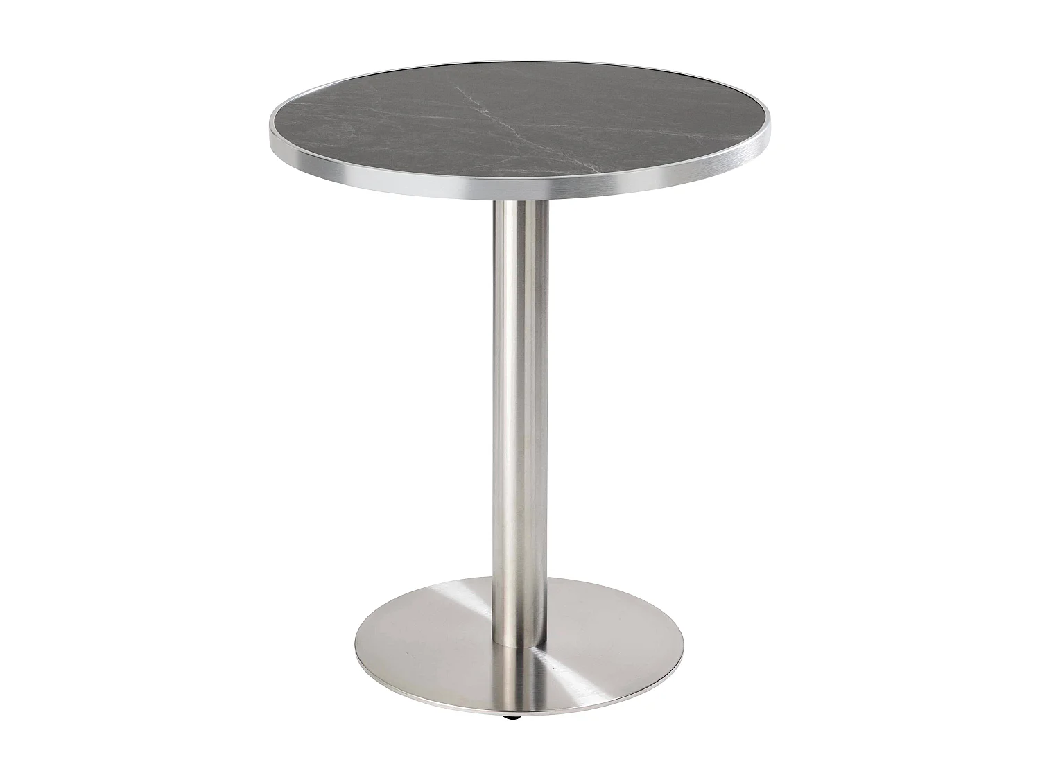 Table à manger ronde 60 cm plateau noir/argent et pied argenté