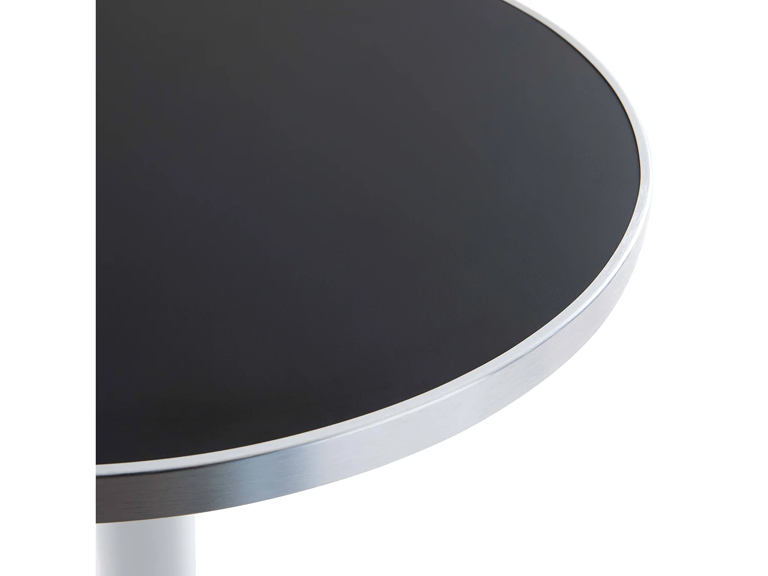 Table à manger ronde 60 cm plateau noir/argent et pied argenté