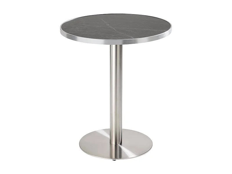 Table à manger ronde 60 cm plateau noir/argent et pied argenté