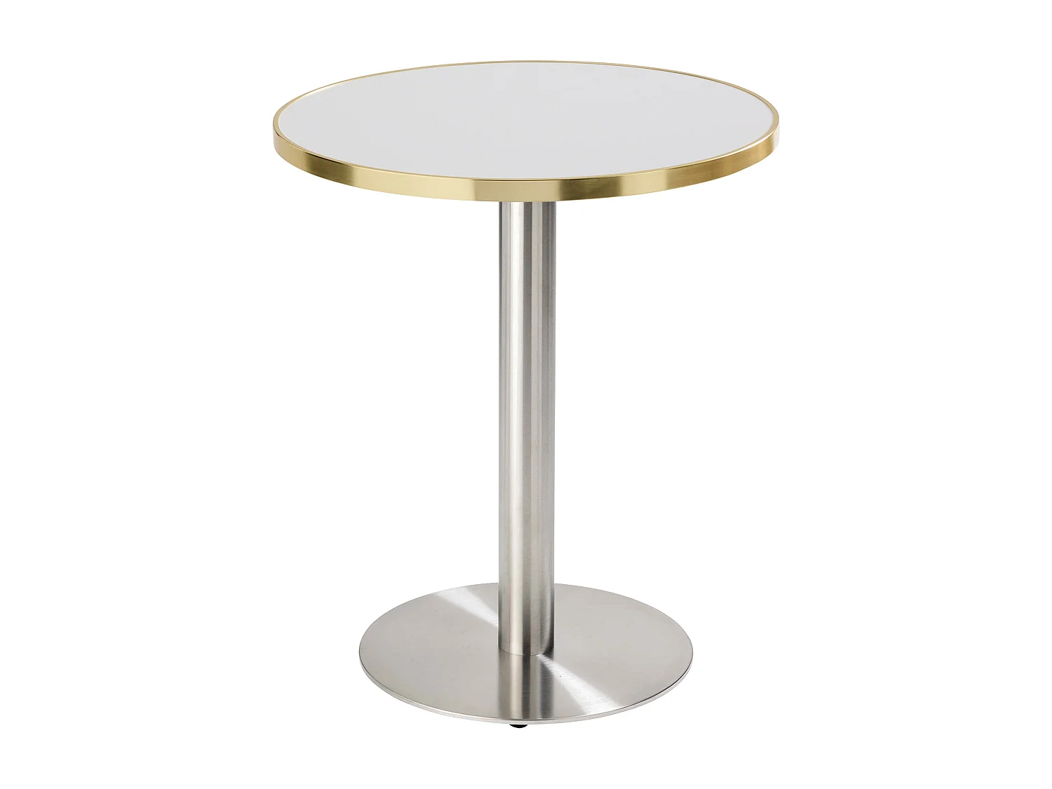 Table à manger ronde 60 cm plateau marbre blanc/doré et pied argenté