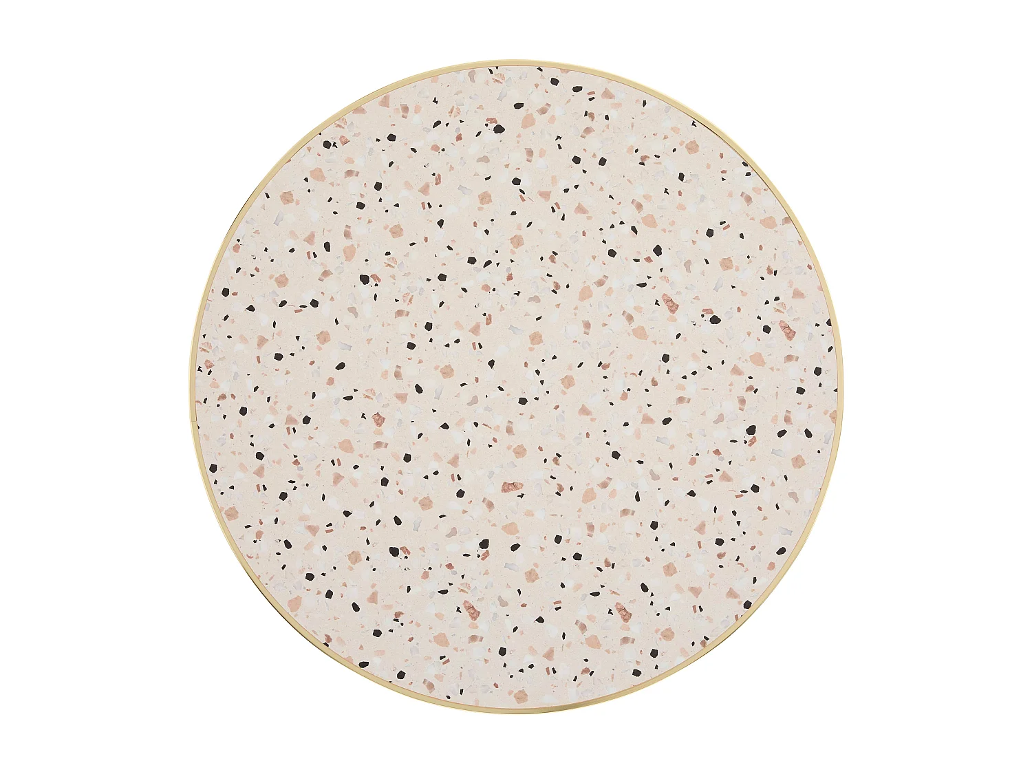 Table à manger ronde 60 cm plateau terrazzo/doré et pied doré