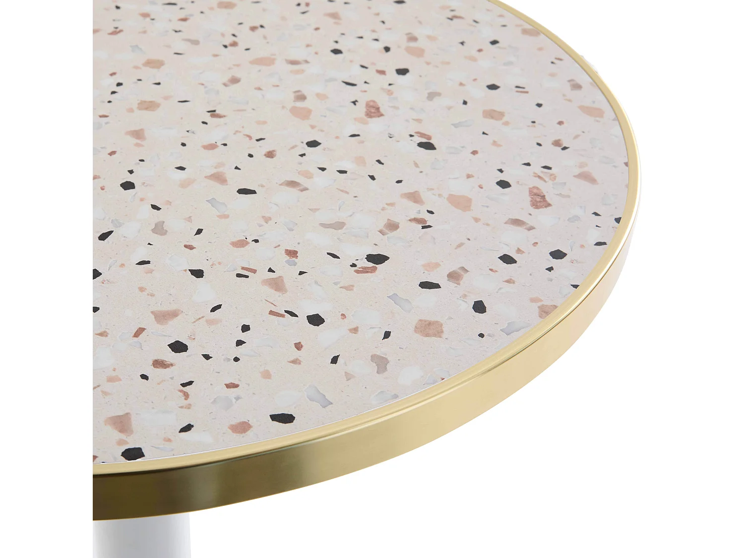 Table à manger ronde 60 cm plateau terrazzo/doré et pied doré